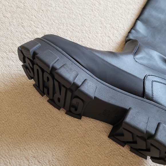 CIRCUS BY SAM EDELMAN Dollie Faux Leather Chunky Black Platform Knee High Boots - Picture 6 of 9